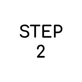 White circular badge with black text reading 'STEP 2' in the center.