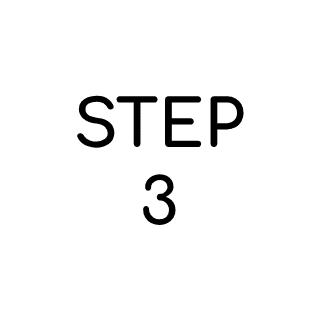 A white circular label with the text 'STEP 3' in black uppercase letters.