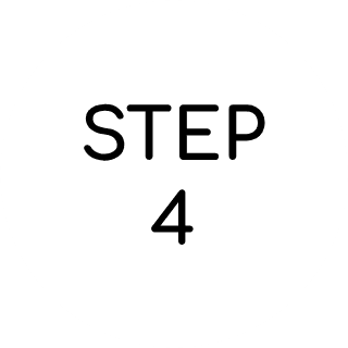 A white circular sign with black text that reads 'STEP 4' in the center.